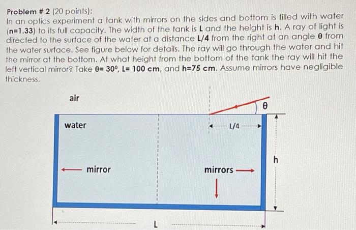 Solved Problem #2 (20 points): In an optics experiment a | Chegg.com