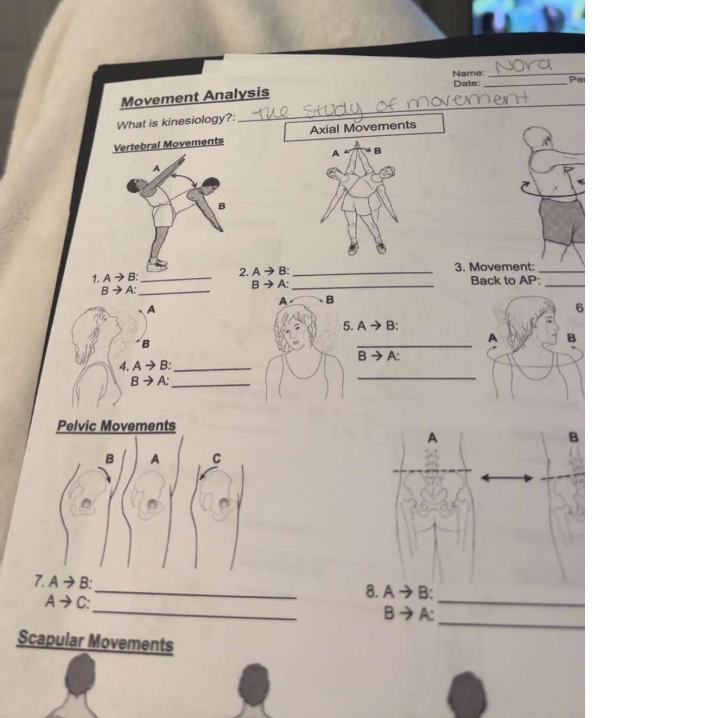 Solved Movement AnalysisName:NoraPeiWhat Is Kinesiology?: | Chegg.com