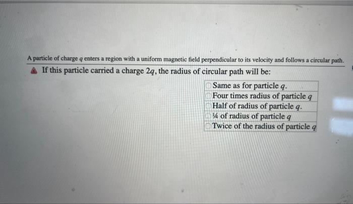 Solved A Particle Of Charge Q Enters A Region With A Uniform | Chegg.com