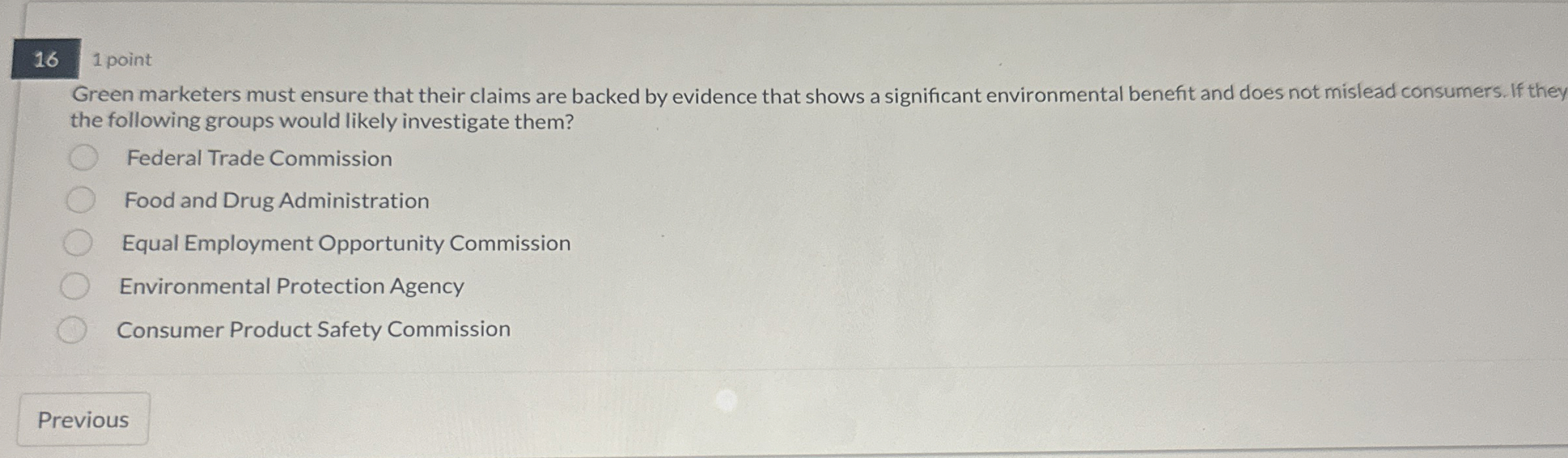 Solved 1 ﻿pointGreen marketers must ensure that their claims