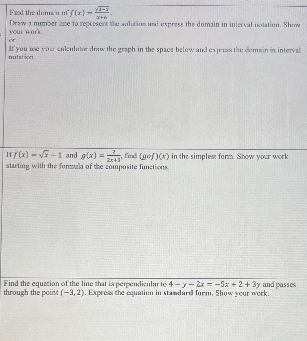 Solved Find the domain of f(x)=3-x2x+6.Draw a number line to | Chegg.com