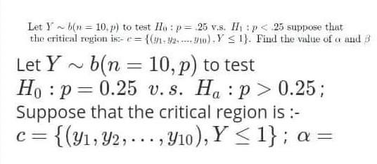 Solved Lety N 10 P To Test Ii P 25 V S Hp 25 Suppo Chegg Com