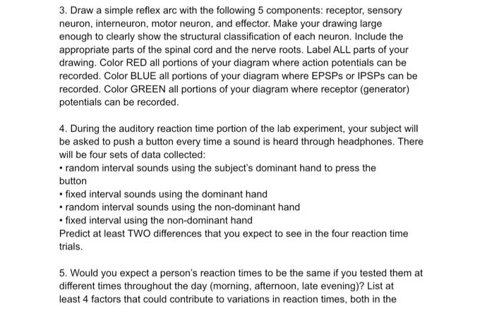 Solved 3. Draw a simple reflex arc with the following 5 | Chegg.com