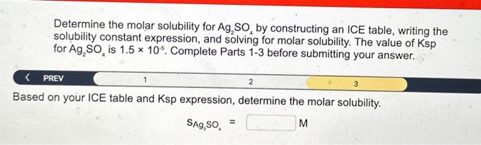 Solved Determine The Molar Solubility For Ag SO By Chegg Com   Image