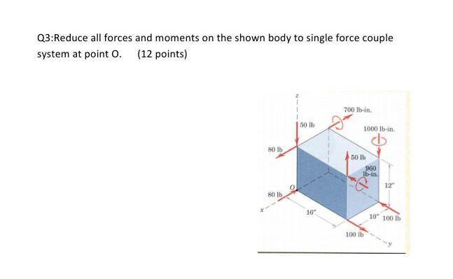 Solved Q3:Reduce all forces and moments on the shown body to | Chegg.com