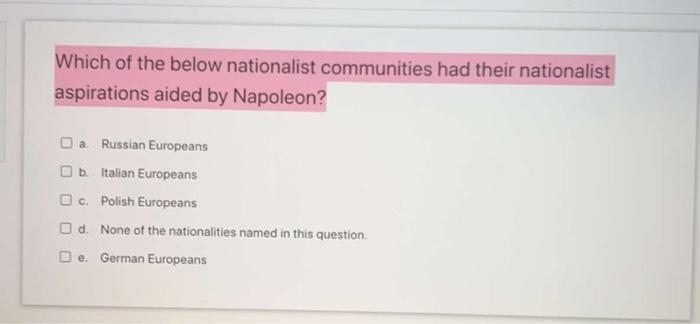 Which of the below nationalist communities had their | Chegg.com