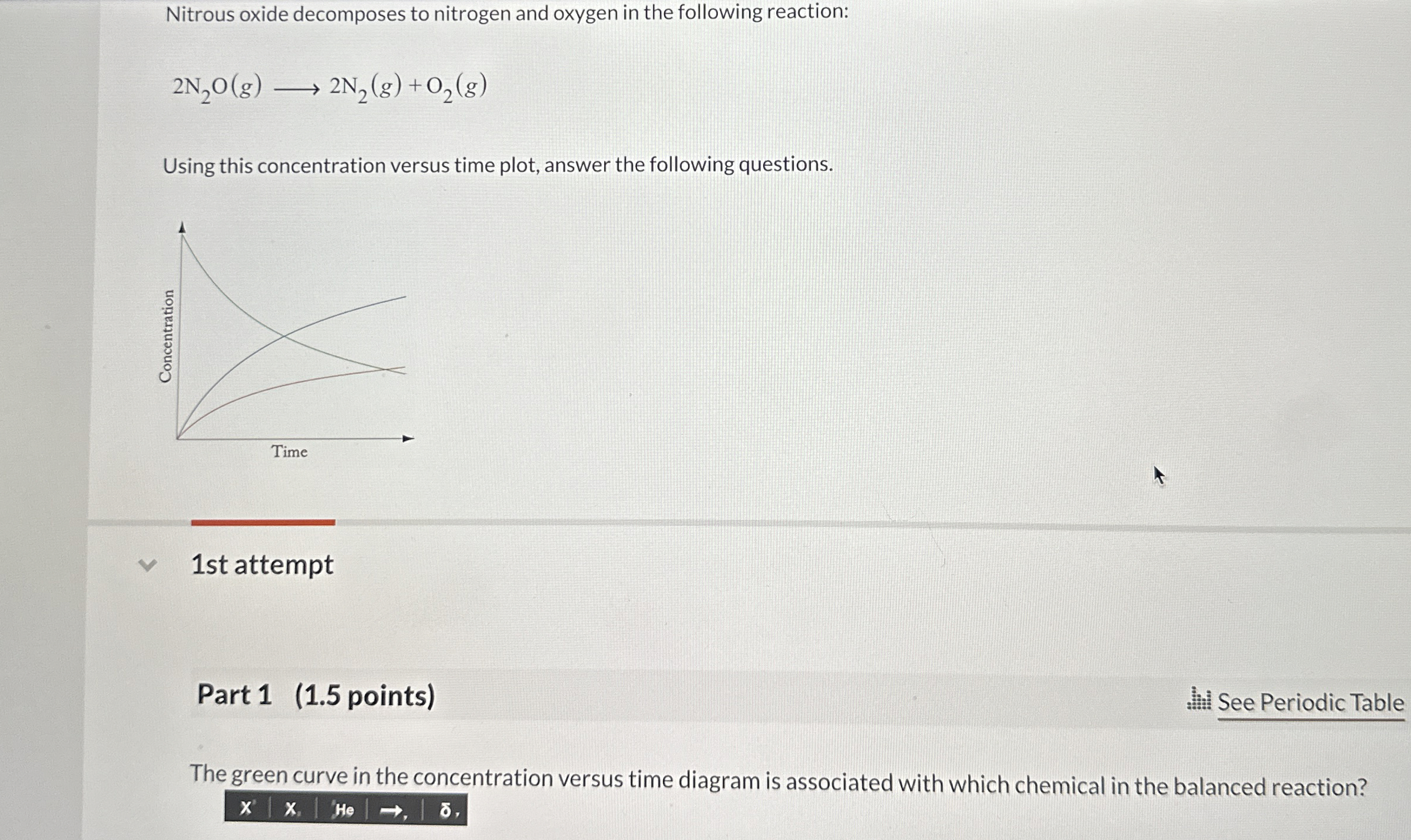 Solved Nitrous oxide decomposes to nitrogen and oxygen in | Chegg.com