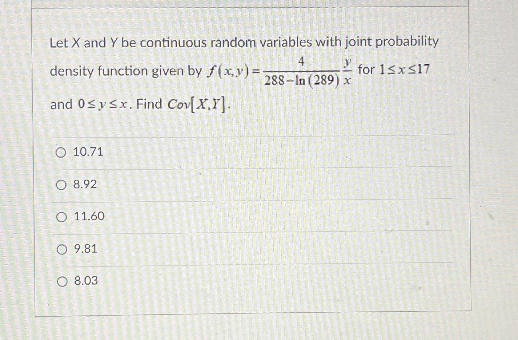 Solved Let x ﻿and Y ﻿be continuous random variables with | Chegg.com