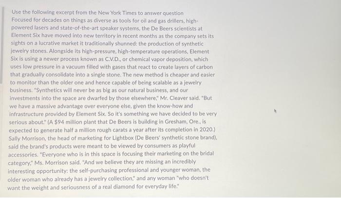 Solved Use the following excerpt from the New York Times to | Chegg.com