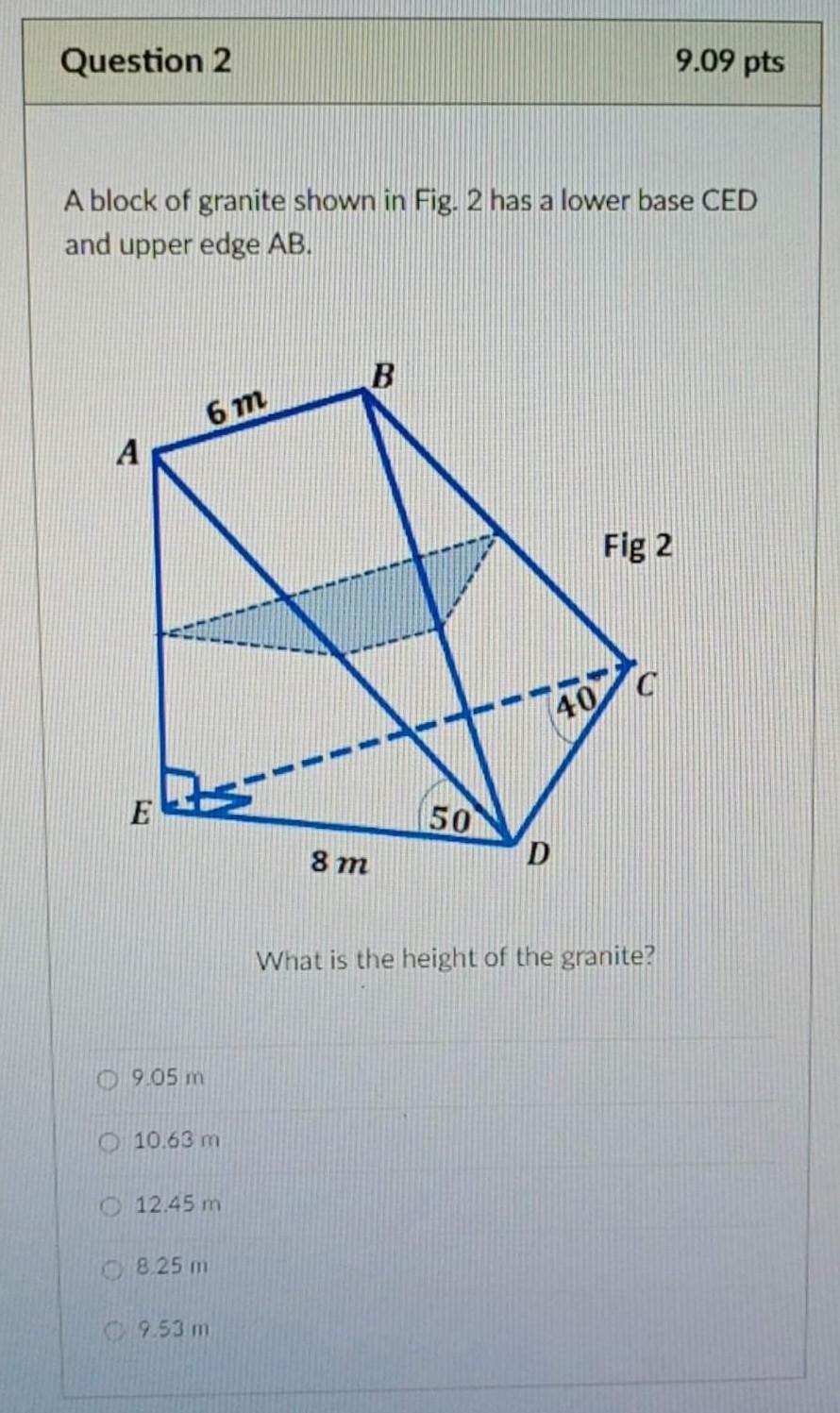 Solved A block of granite shown in Fig. 2 has a lower base | Chegg.com