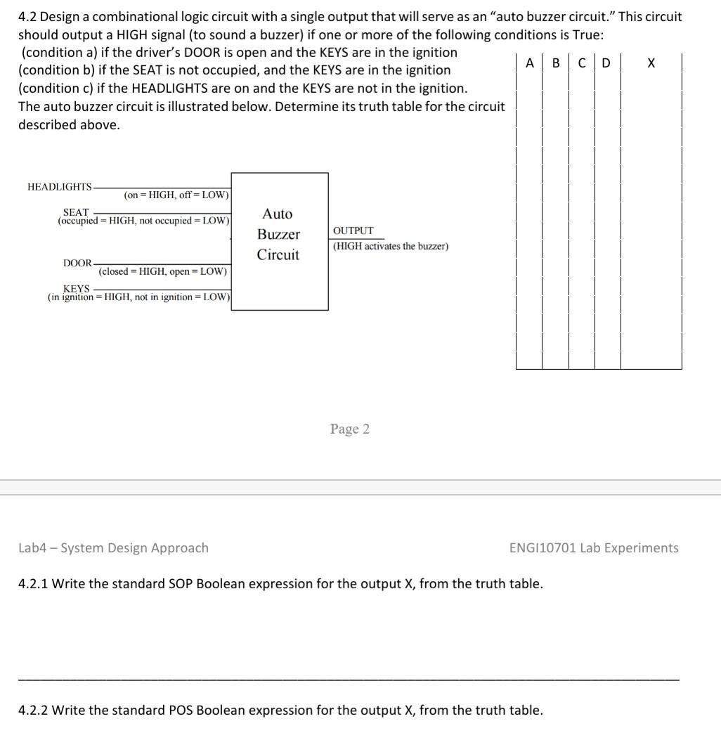 Solved 4.2 Design a combinational logic circuit with a | Chegg.com