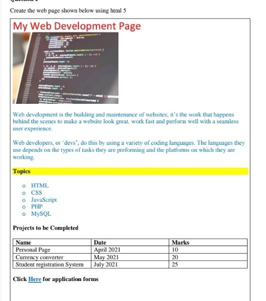 Solved Create The Page Below In HTML CS361: Introduction To | Chegg.com