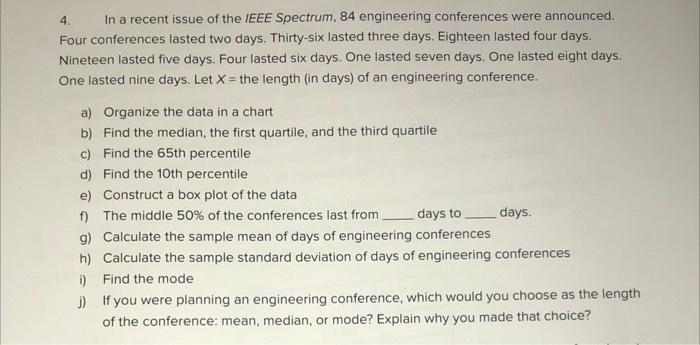 Solved 4. In a recent issue of the IEEE Spectrum, 84 | Chegg.com