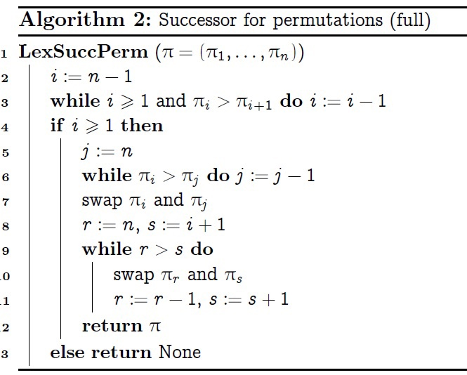 Solved 2 3 4 5 6 Algorithm 2: Successor for permutations | Chegg.com