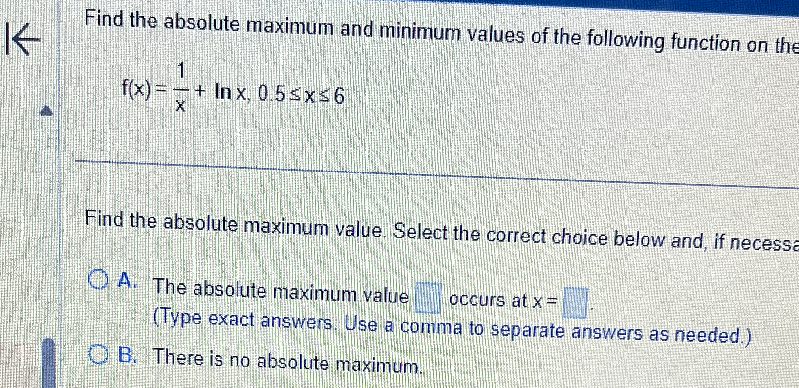 Solved Find the absolute maximum and minimum values of the | Chegg.com