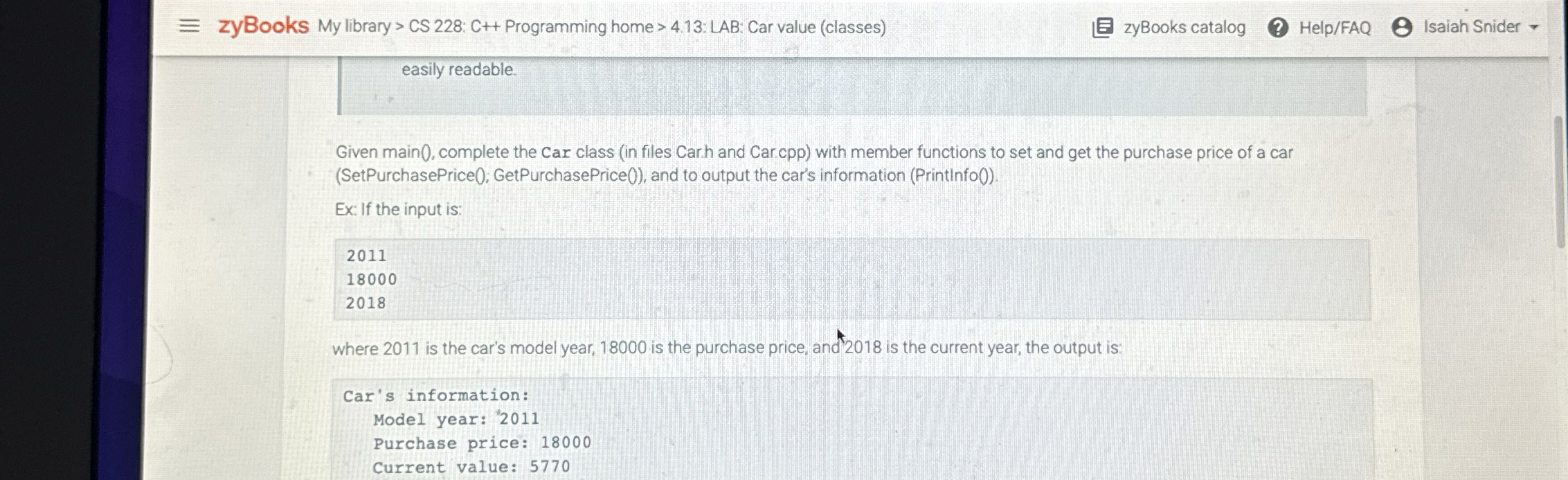 Solved zyBooks My library > ﻿CS 228: C++ ﻿Programming home | Chegg.com