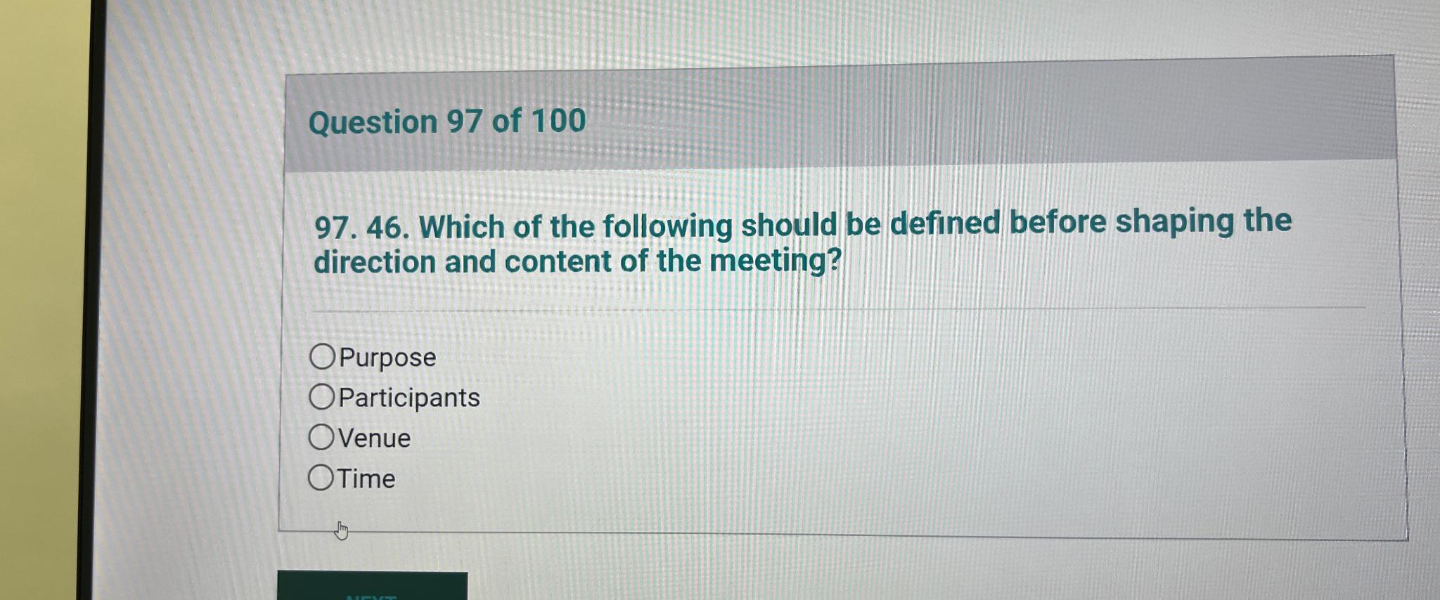 Solved Question 97 ﻿of 10097. 46. ﻿Which of the following | Chegg.com