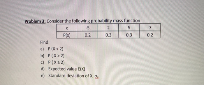 Solved X 7 0.2 Problem 3: Consider the following probability | Chegg.com