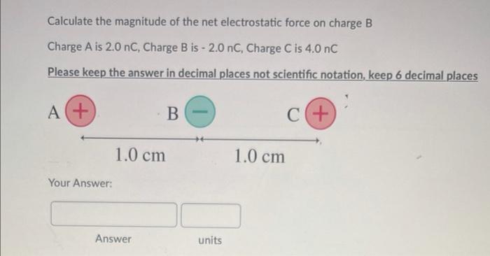 Solved Calculate The Magnitude Of The Net Electrostatic | Chegg.com