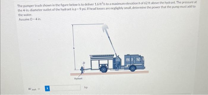 Solved The pumper truck shown in the figure below is to | Chegg.com