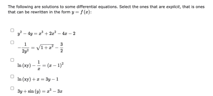 Solved The following are solutions to some differential | Chegg.com