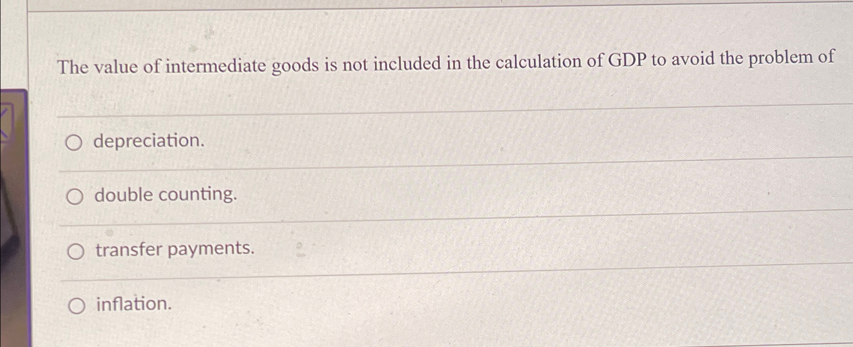 Solved The value of intermediate goods is not included in | Chegg.com