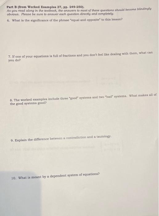 Part B (from Worked Examples 37, Pp. 249.250). As you | Chegg.com