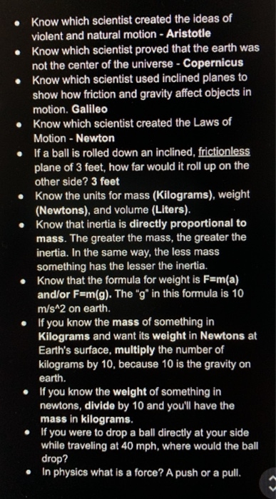 Solved can you help me with my physics study guide to make | Chegg.com