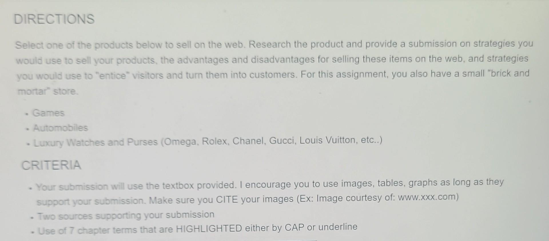 solved-select-one-of-the-products-below-to-sell-on-the-web-chegg