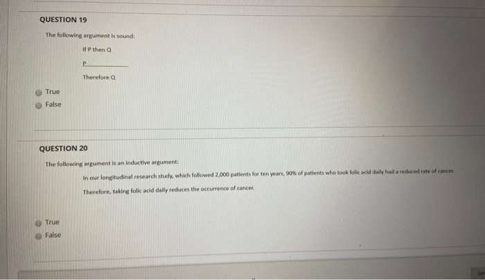 Solved QUESTION 16 An inductive argument is valid when the | Chegg.com