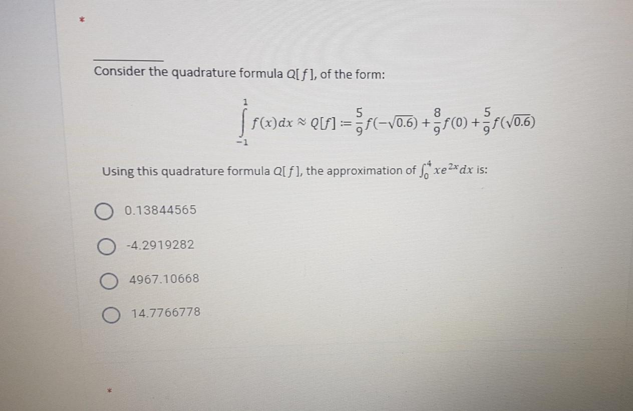Solved Consider The Quadrature Formula Q F Of The Form Chegg Com