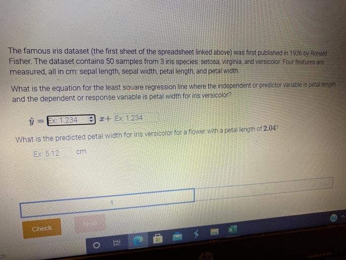 Solved The famous iris dataset (the first sheet of the | Chegg.com