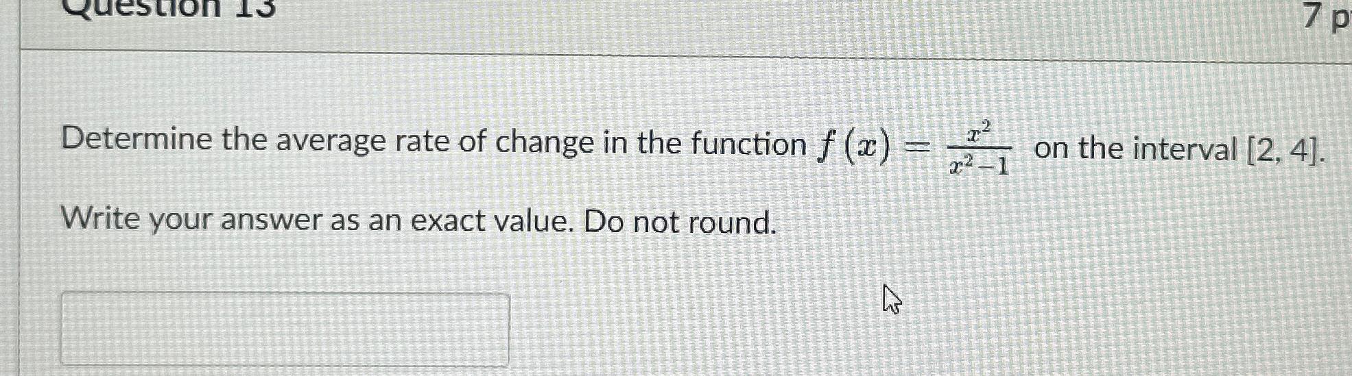 determine the average rate of change from x 0 to x 2