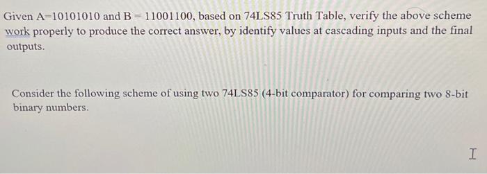 Solved 74LS85 is a 4-bit comparator with Truth Table given | Chegg.com