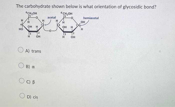 Solved The Carbohydrate Shown Below Is What Orientation Of | Chegg.com