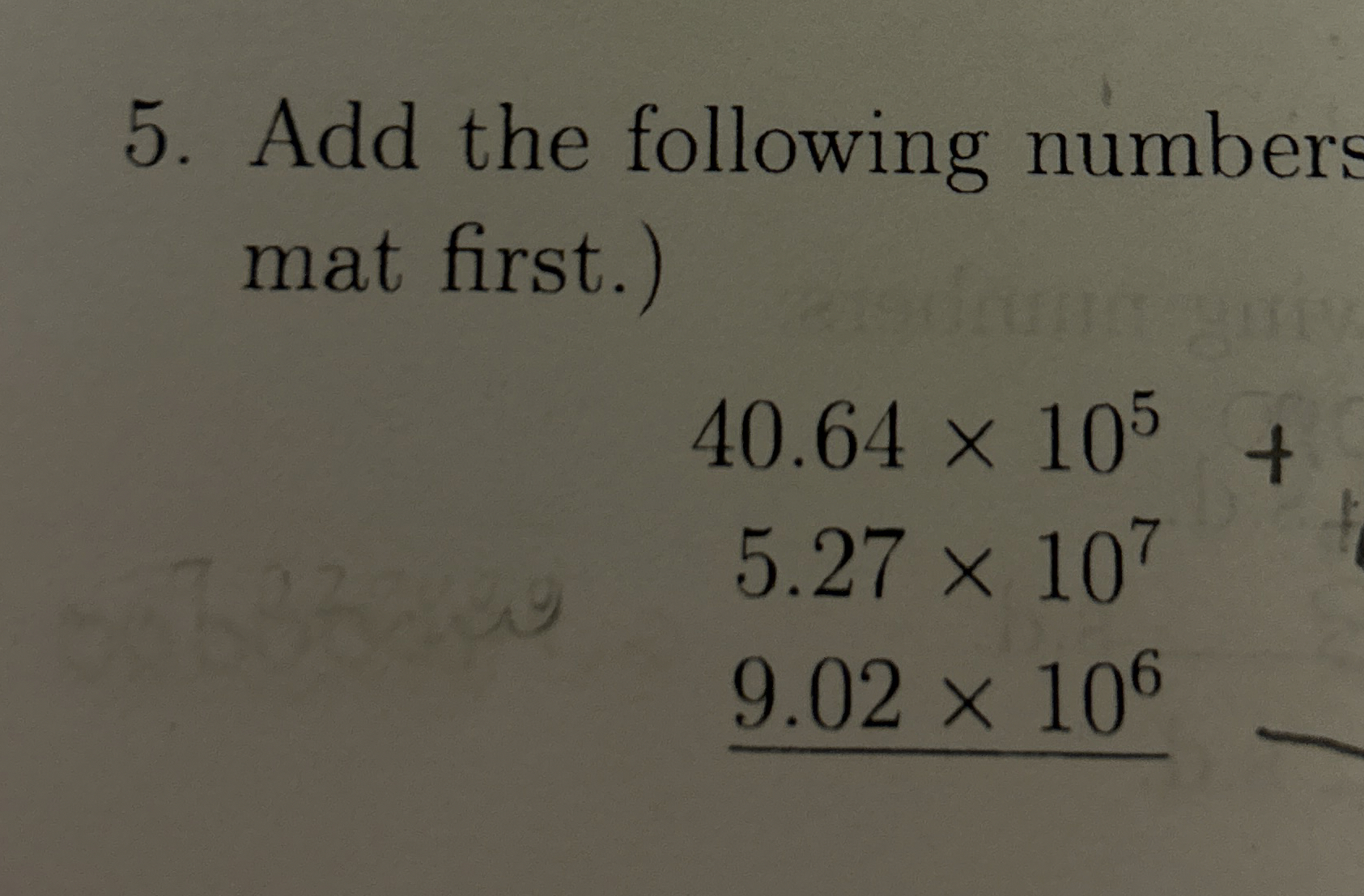 Solved Add the following numbers mat | Chegg.com