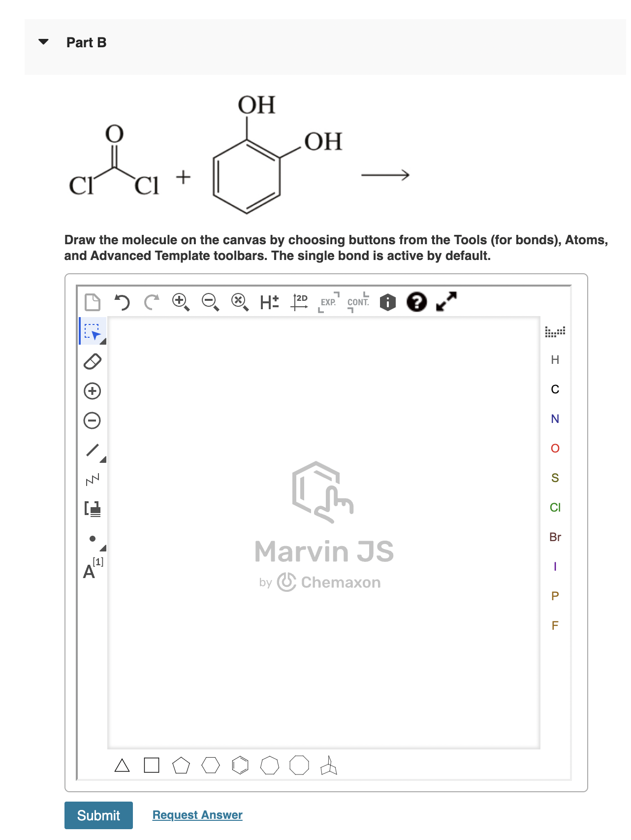 Solved Draw the molecule on the canvas by choosing buttons | Chegg.com
