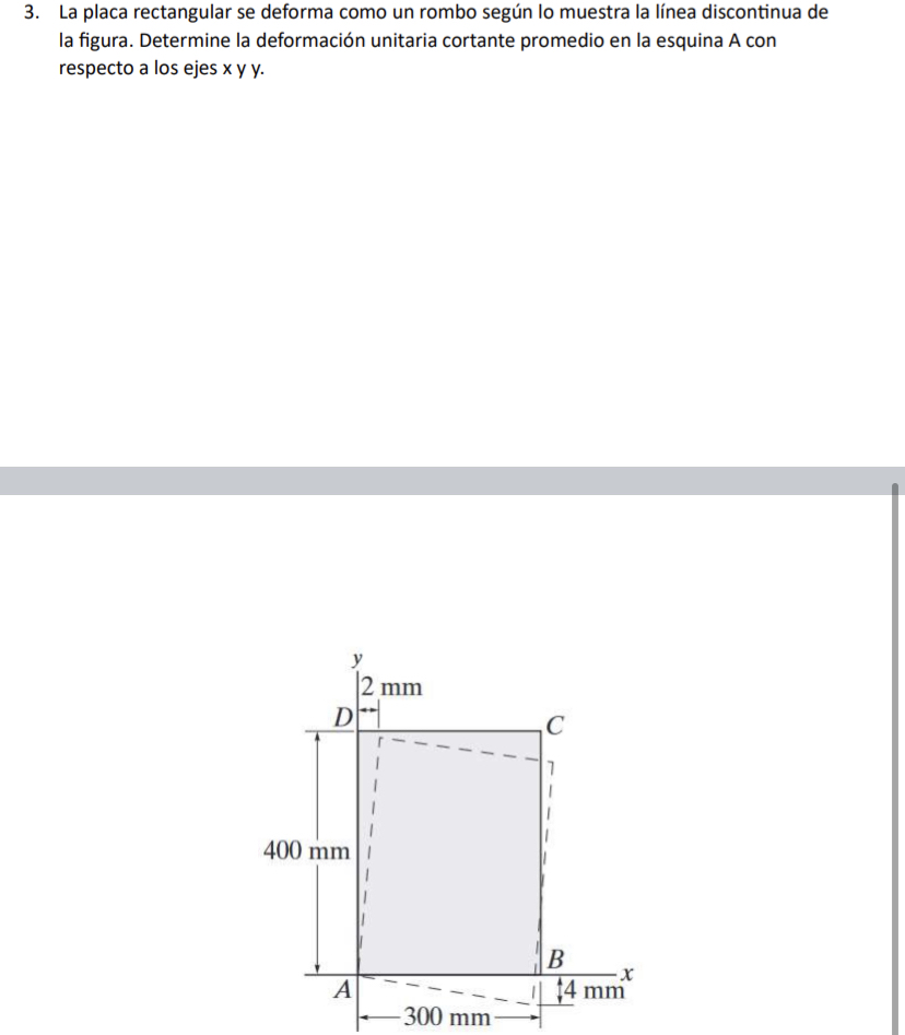 Solved La placa rectangular se deforma como un rombo según | Chegg.com
