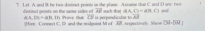 Solved 7. Let A And B Be Two Distinct Points In The Plane. | Chegg.com