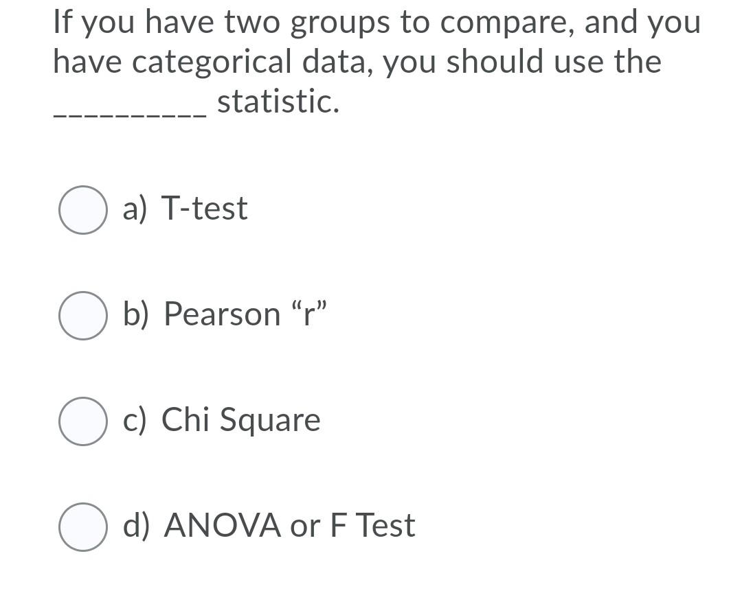 Solved If you have two groups to compare, and you have | Chegg.com