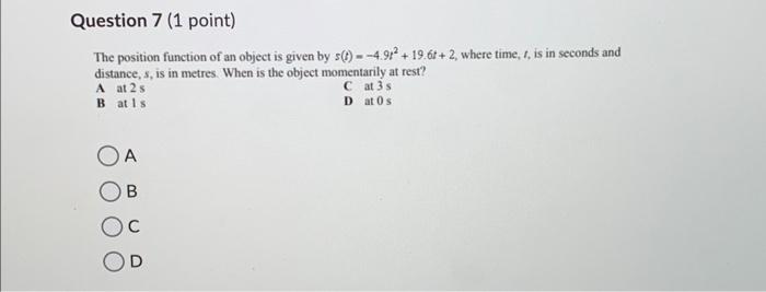 Solved The position function of an object is given by | Chegg.com