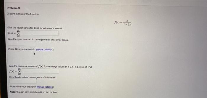 Solved Problem 3. (point Consider the function - 6x Give the | Chegg.com
