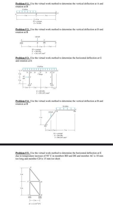 Solved Problem 1. Use the virtual work method to determine | Chegg.com