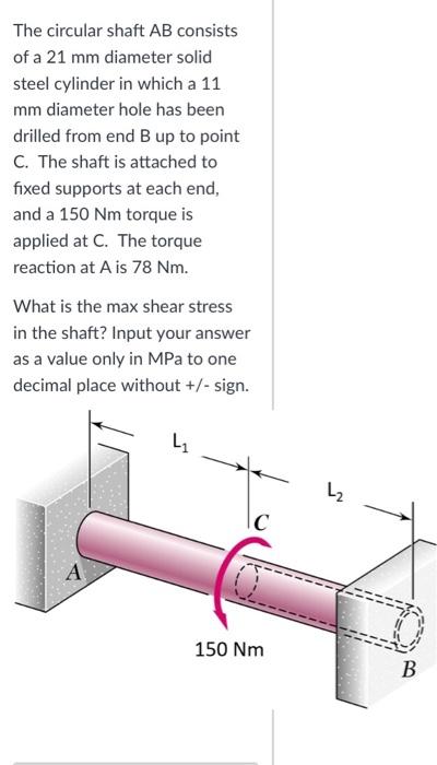 Solved The circular shaft AB consists of a 19.6 mm diameter | Chegg.com