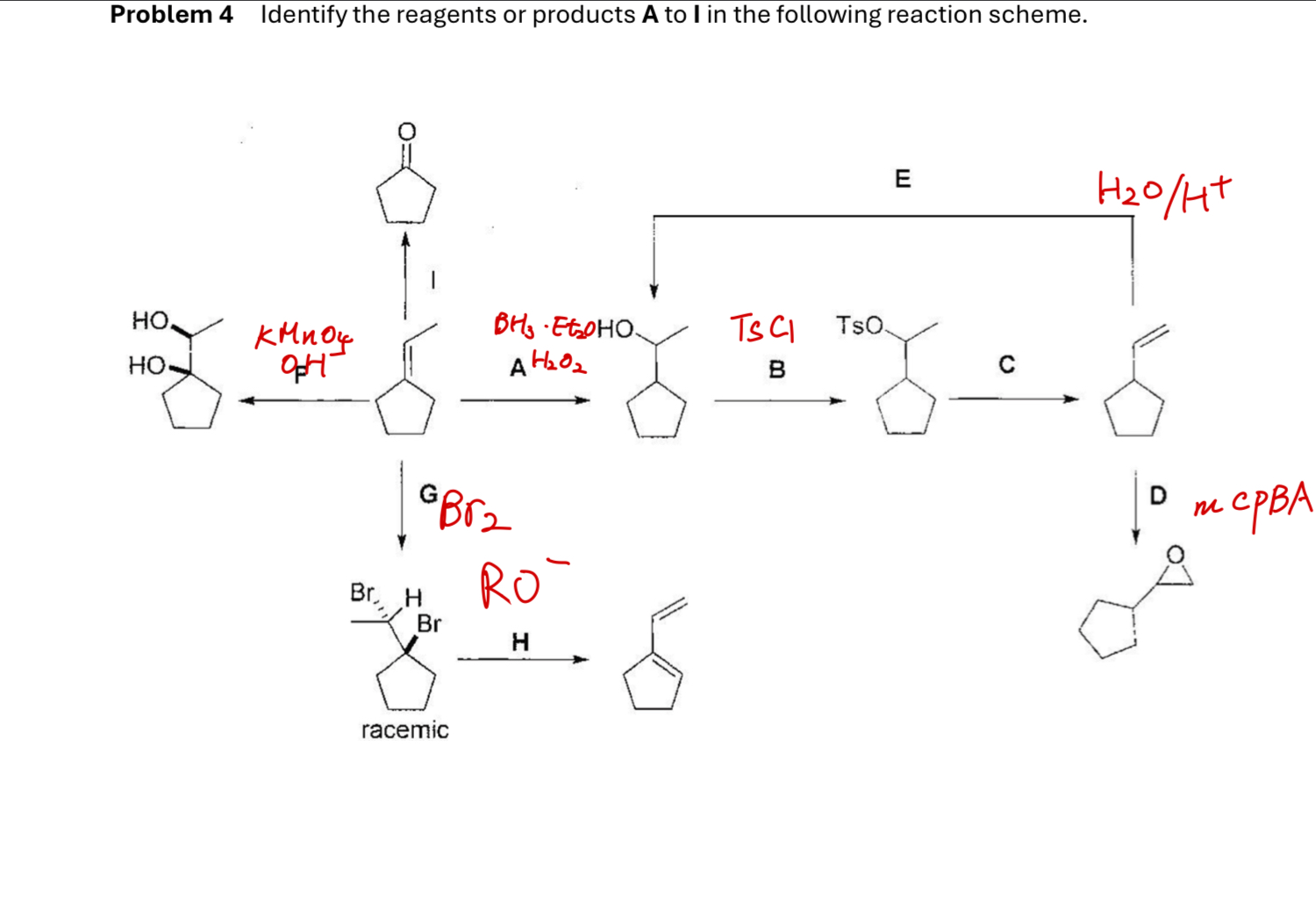 Solved Problem 4 ﻿Identify the reagents or products | Chegg.com