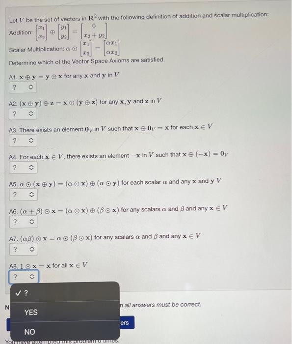 Solved Let V be the set of vectors in R2 with the following | Chegg.com