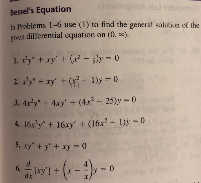 Solved Bessel S Equation Colmbngsursp Yd In Problems 1 6 Use Chegg Com