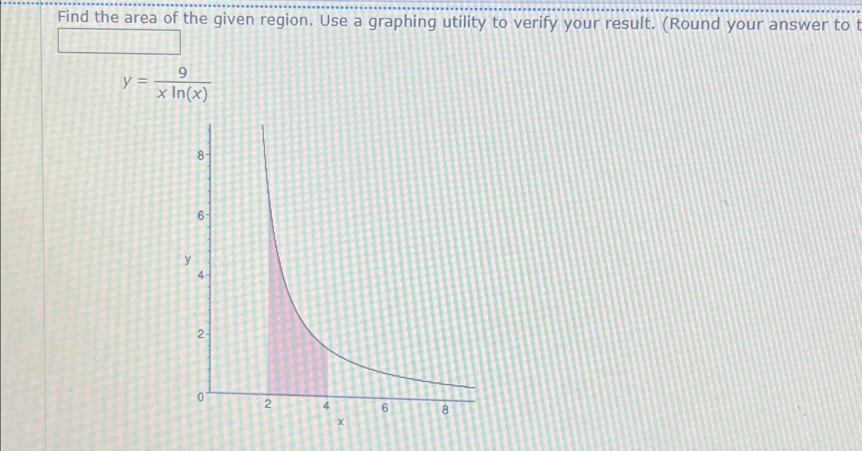 Solved Find the area of the given region. Use a graphing | Chegg.com