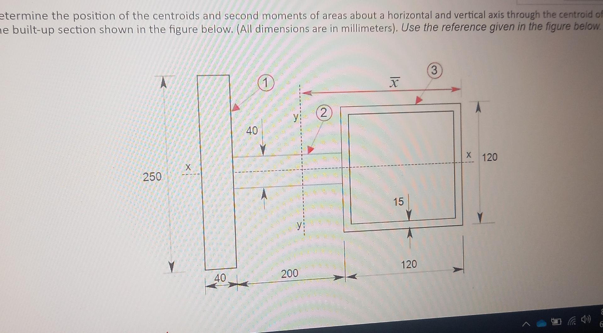 Solved etermine the position of the centroids and second | Chegg.com