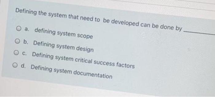 Solved Defining the system that need to be developed can be | Chegg.com